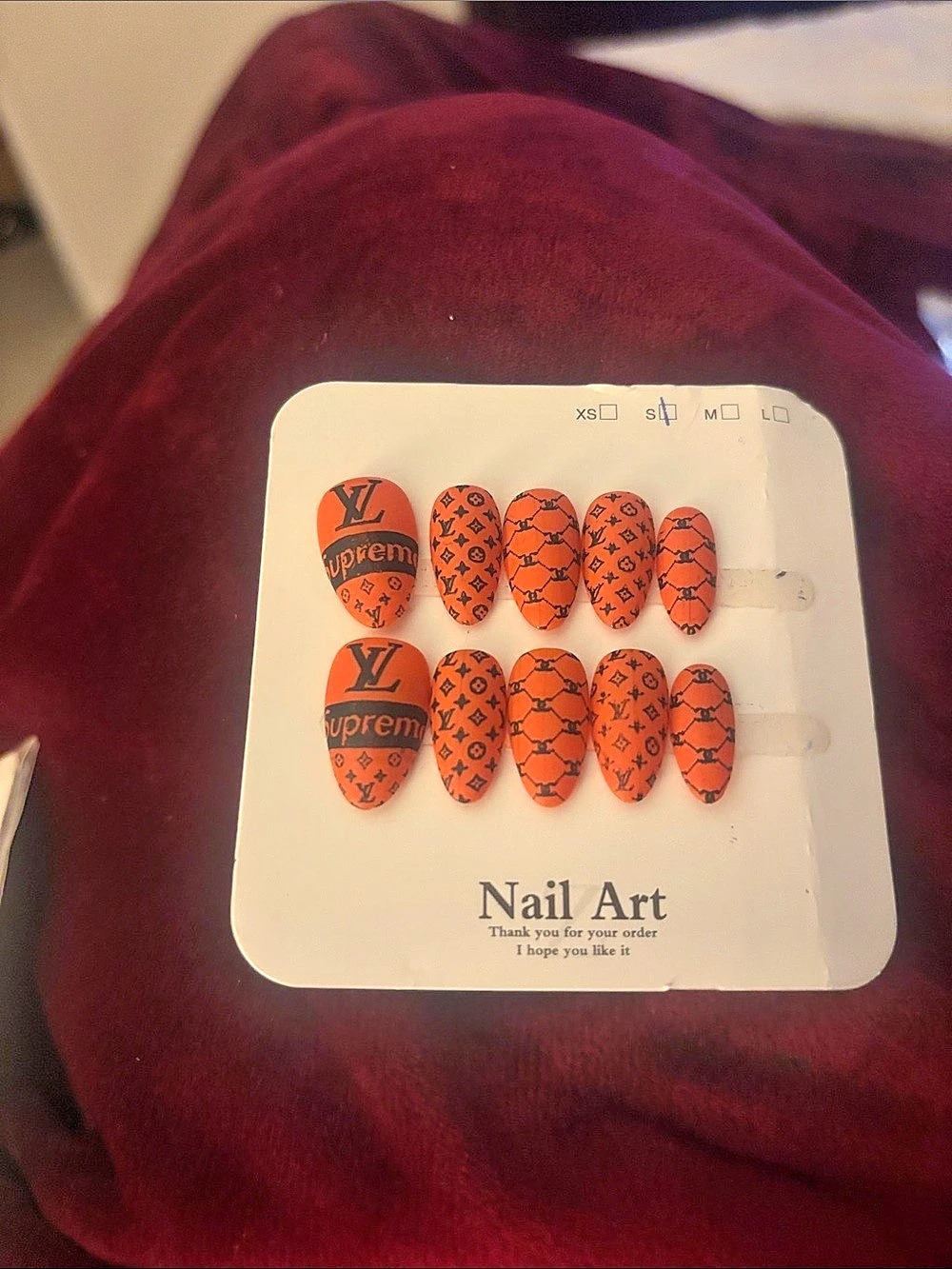 Orange & Black Press-On Nails NWT